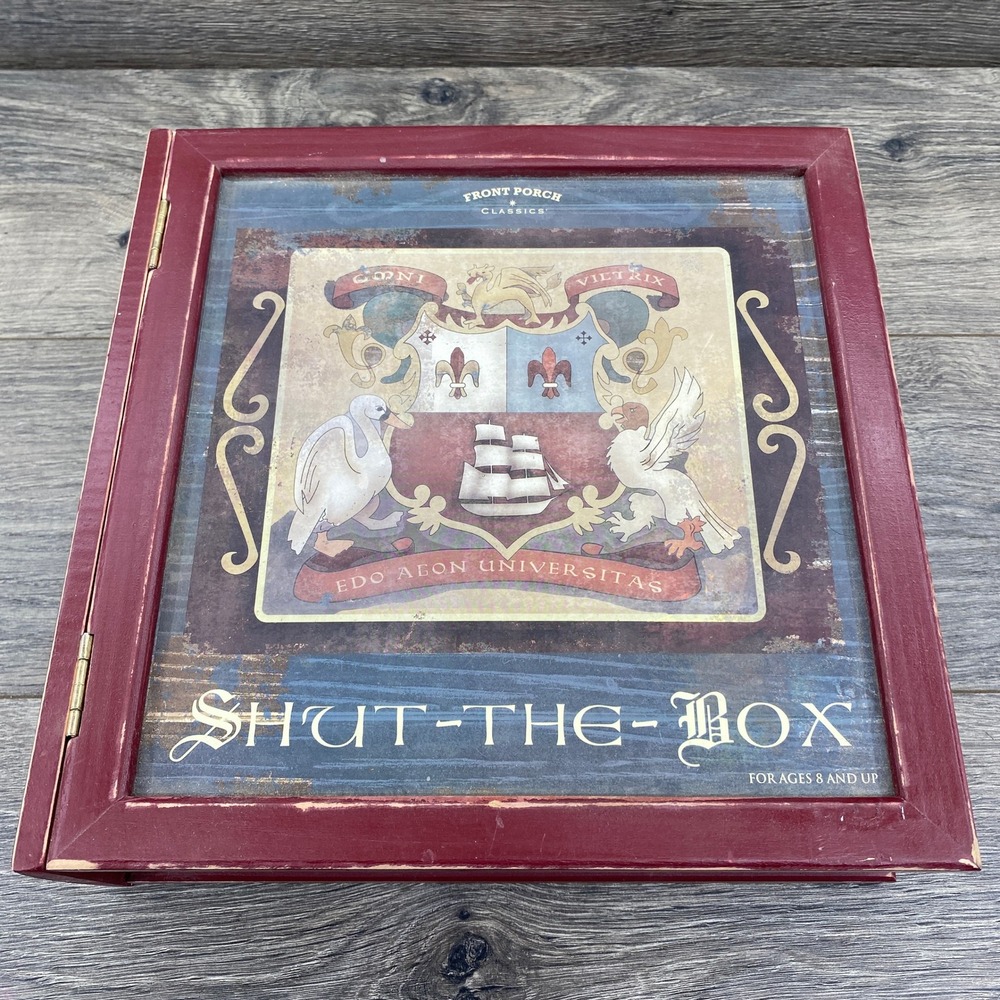 Front Porch Classics Shut-The-Box Game OS Burgundy Wooden Vintage 9-Tile